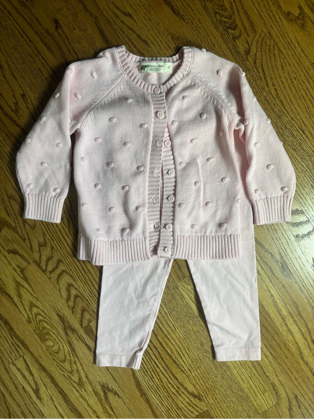 Monica + Andy Light Pink Cardigan and Leggings Set 3T